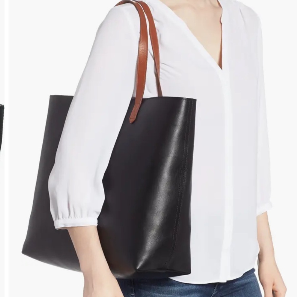 COPY - Madewell Zip Top Transport Tote - soft black leather